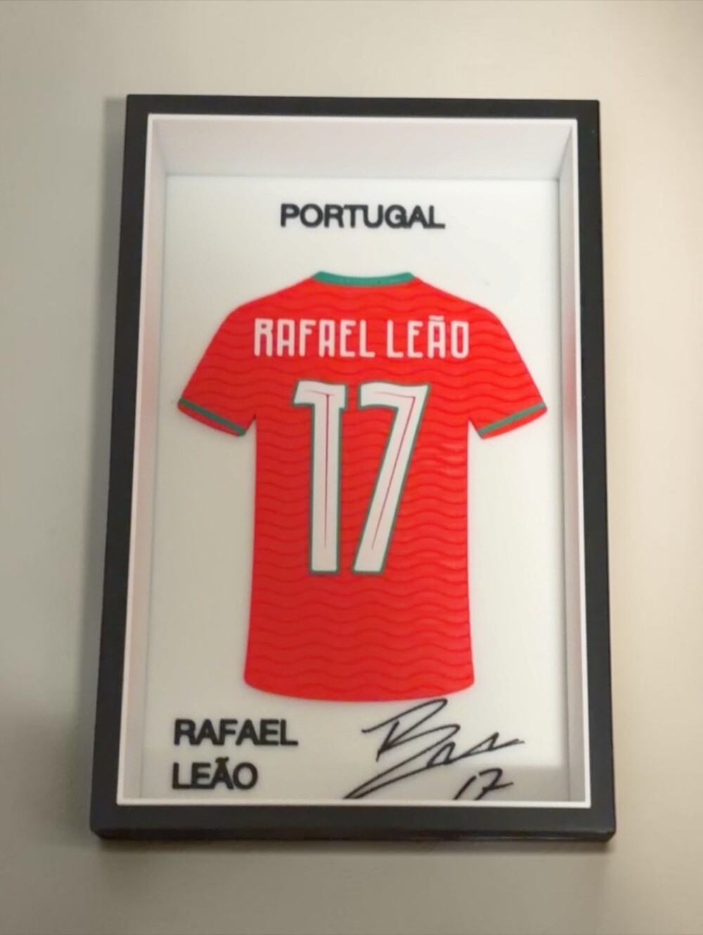Rafael Leao Portugal #17 3D Jersey Shadow Box Display Frame Soccer Gift